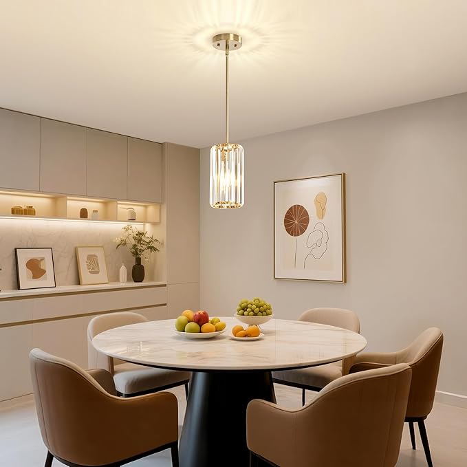 3-Pack Brass Gold Pendant Light Fixtures, Crystal Kitchen Pendant Lighting Over Island,Mini Modern Pendant Lights for Kitchen Island, Dining Room, Hallway, Foyer, Entryways