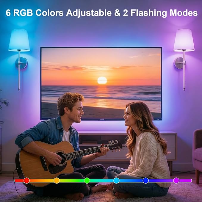 Battery Operated Wall Sconces Set of 2, Rechargeable Wireless Wall Lights with Remote, RGB Dimmable Wall Lamp for Bedroom Wall Decor Living Room Hallway (Gold)