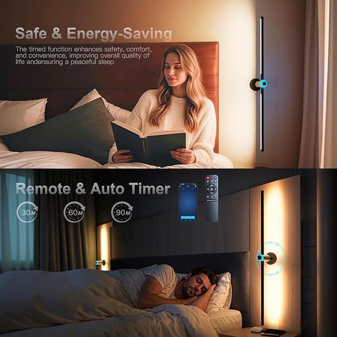 Battery Operated Wall Sconces Set of two, Rechargeable Wall Lights with 4 Pack Replaceable Batteries, 16 Million DIY Colors Wireless Wall Lamps with Remote Control for Bedroom Living Room Decor