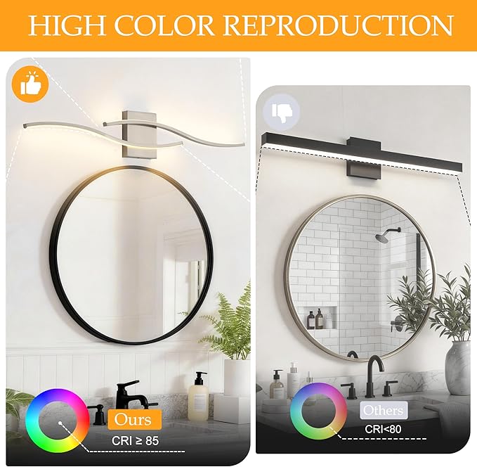 KARTOOSH 2 Pack Bathroom Vanity Lights Fixtures Over Mirror Hardwired Brushed Nickel Wall Lights 3CCT Dimmable LED Bathroom Light Fixtures 31.5 Inch Modern Wall Sconce Picture Lights for Wall