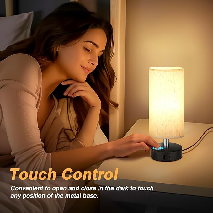 PartageiZ Small Touch Bedside Lamp for Bedroom - Table Lamps for Nightstand, Minimalist Night Stands Light Lamp, Desk Lamps for Reading, Kids, Living Room, Office, Dorm