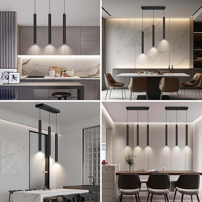 OKELI Modern 3-Light Pendant Light Fixtures Square Pendant Lights Kitchen Island LED Minimalist Pendant Lighting Fixture for Kitchen,Dinning Room,Bedroom,Hallway,Bar