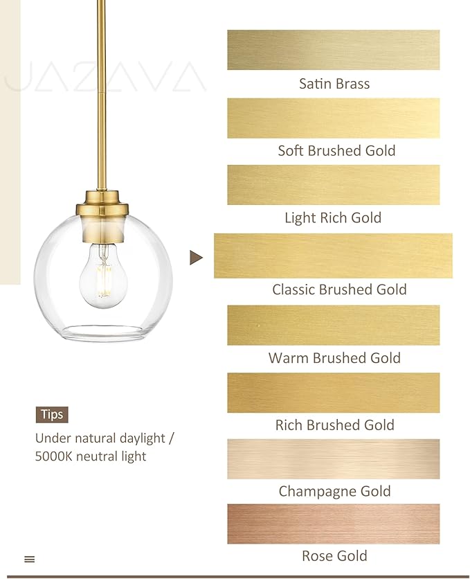 Gold Cluster Pendant Light, 3-Light Globe Hanging Light Fixture, Kitchen Island Lighting with Clear Glass for Dining Room Living Room Laundry Entrance Foyer, ZCPL101BG-3C