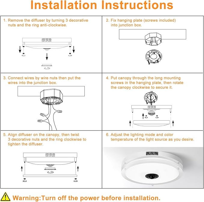 24W LED Motion Sensor Outdoor Ceiling Light, 12IN 2700K/3000K/3500K/4000K/5000K Adjustable Ceiling Lights, Dusk to Dawn Flush Mount LED Ceiling Light Fixture for Porch, Garage,