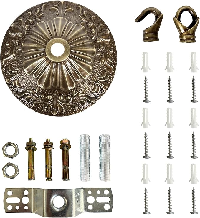 5.51" All Copper Ceiling Cover Plate for Antique Brass Ceiling Light Fixture as Pendent Light Cover, Chandelier Light Canopy Kit for Pendant, Chandelier Replacement Parts