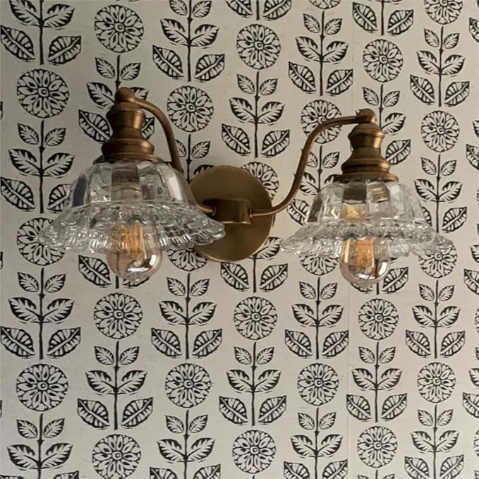 XIEDUN Bathroom Vanity Lights Over Mirror Vintage Bathroom Light Fixtures 2 Light Brass Vanity Lights for Vanity Lighting Fixtures