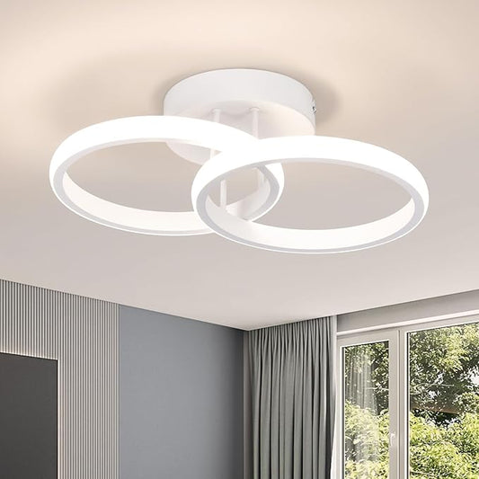 CANEOE Round Modern Led Ceiling Light Fixtures, 6000K Cool White Hallway Light Fixtures Ceiling, Bathroom Close to Ceiling Lights for Corridor Stair Aisle Lamps (White, 1 Pack)
