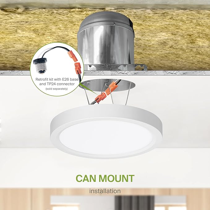 ASD LED 7" Round Flush Mount Ceiling Light Fixture, Low Profile Surface Lighting | 5CCT, Dimmable, Ultra-Thin, ETL Listed | 15W 1260LM 2700-6000K 120V | Kitchen, Bedroom, Hallway Lamp | White, 12 Pack
