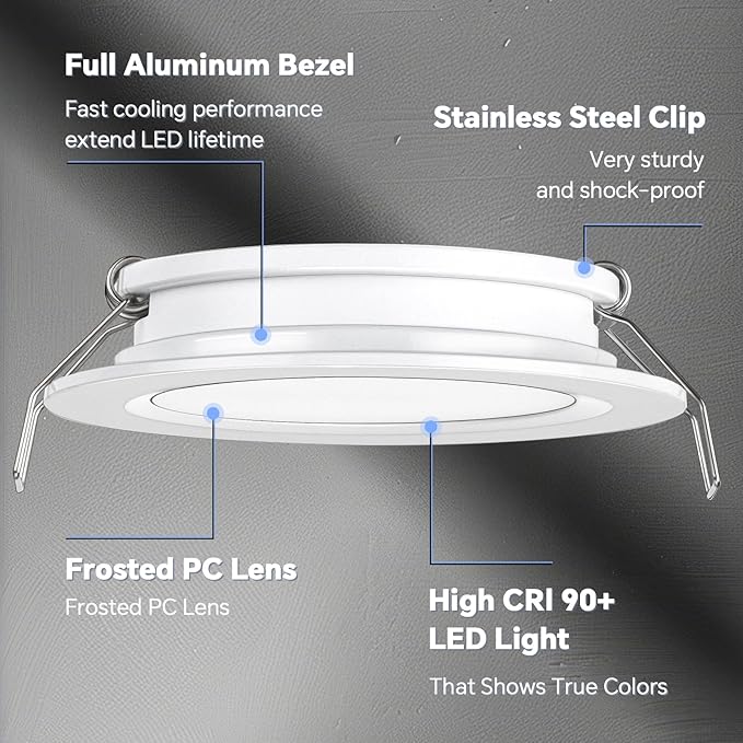 acegoo RV 2.75" Recessed LED Ceiling Light 12V Ultra-Thin Puck Light, Dimmable RV Lights Interior for Camper Van Truck Motorhome Boat Sailboat Roof Under Cabinet Lighting, 6 Pack (White,Warm White)