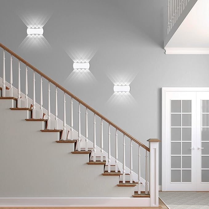 Kawell 8W Modern Wall Sconces LED Wall Light Up Down Indoor Outdoor Aluminum Wall Lamp LED Waterproof IP65 for Bedroom Living Room Bathroom Stairs Hallway Corridor Porch, White 6000K