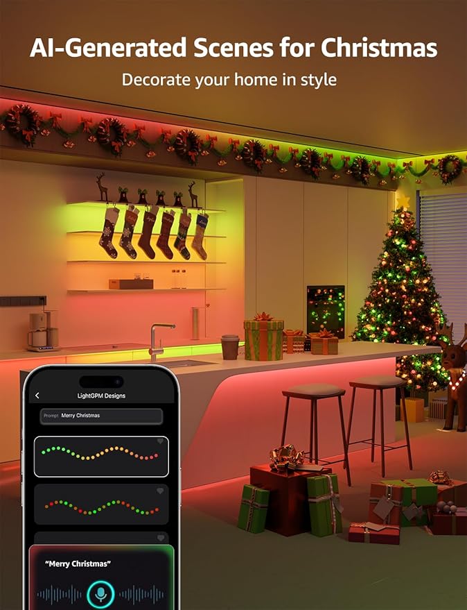 Lepro S1 AI LED Strip Lights for Bedroom - 100ft(2 Rolls of 50ft) Smart RGB Light Strips with IC and Rainbow Chasing Effects, Color Segment DIY, APP Control, No Remote, 2.4G Wi-Fi Only & Bluetooth