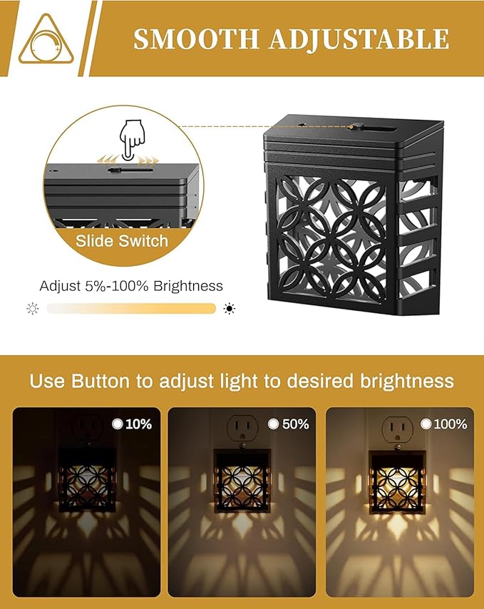 DORESshop Plug in Night Light, Night Lights Night Lights Plug Into Wall, Dusk to Dawn Sensor, Adjustable Brightness, Decorative Nightlight for Bathroom, Hallway, Stairway, Soft White 3000K, 1 Pack