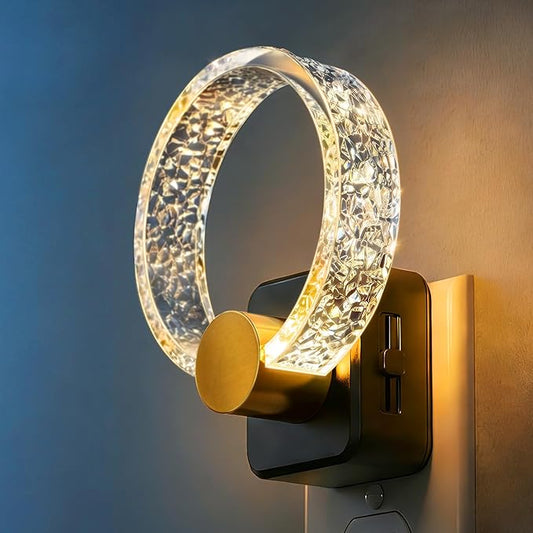 DORESshop LED Night Lights Plug Into Wall，Acrylic Decorative Night Light with Dusk-to-Dawn Sensor, Dimmable Nightlights, Adjustable Brightness for Bathroom, Hallway, Bedroom,Kids Room,Soft White