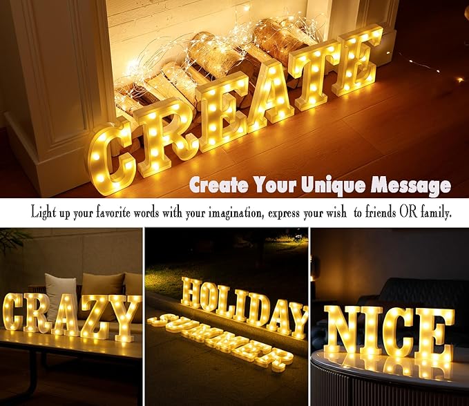 DyingSwan Small Led Marquee Letters, Light Up Letters, 8.58 Inch Led Letter Lights, Battery Powered Lighted Sign for Table, Party, Birthday, Christmas Decor (Letter W)