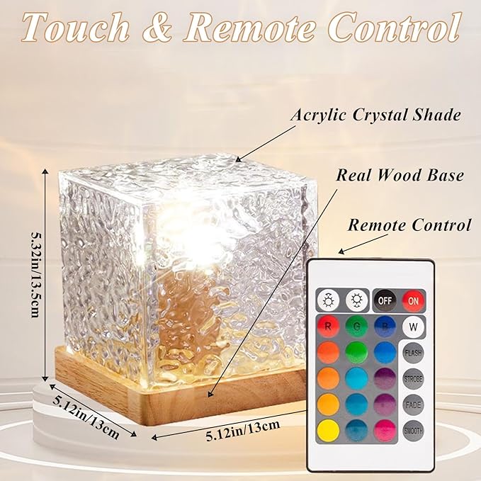 Aurora Ocean Wave Lights Projector,16 Colors 4 Modes Cube Color Changing Light Dimmable, Ambient Mood Lamp for Shower, Crystal Northern Lights for Bedroom Bathroom Playroom, with Remote (Large)
