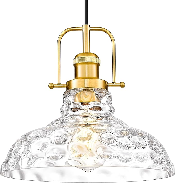 FEMILA 11" Modern Kitchen Pendant Lighting Over Island, Farmhouse Gold Pendant Light, Adjustable Height, Brushed Gold Finish, 4FY09-MP BG-WG