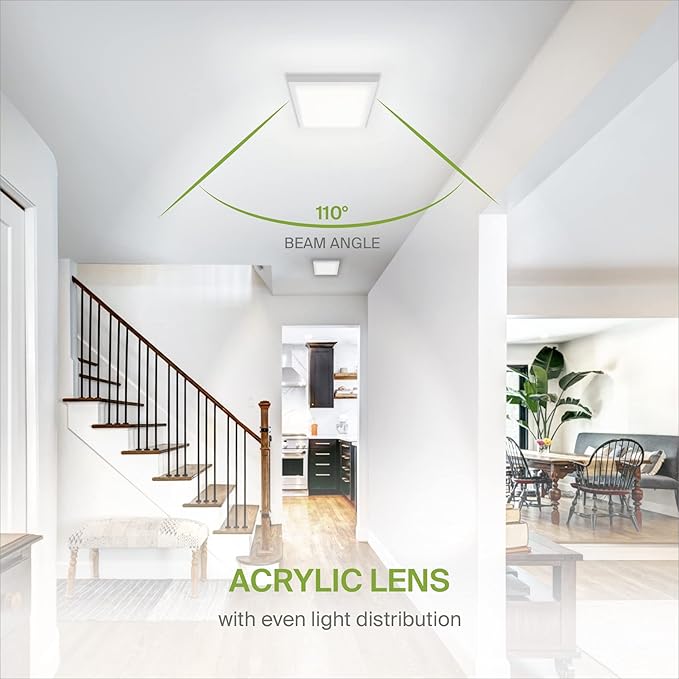 ASD LED 7" Square Flush Mount Light | 15W 1100LM 3000-5000K 120V | 3CCT, Dimmable, Ultra Slim, ETL Listed | Thin Surface Lamp, Bedroom Ceiling Lighting | White, 12 Pack
