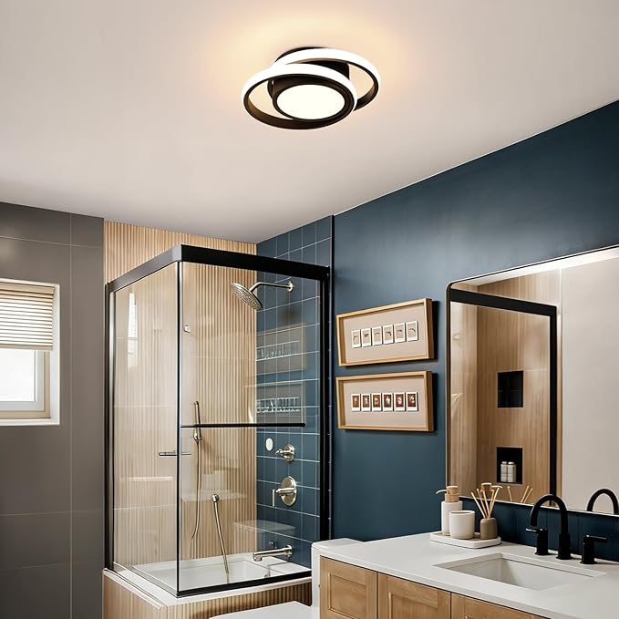 CANEOE Small Modern LED Ceiling Light,2 Rings Creative Design Ceiling Lamp Indoor Lighting Fixtures for Hallway Living Room Bedroom Kitchen Office (Warm White,3000K)