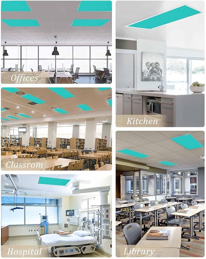 Magnetic Light Cover for Classroom Drop Ceiling,1 Pack 4x2 Ft Fluorescent Light Covers for Office Home Ceiling Light Aqua Green Solid Color Lampshade