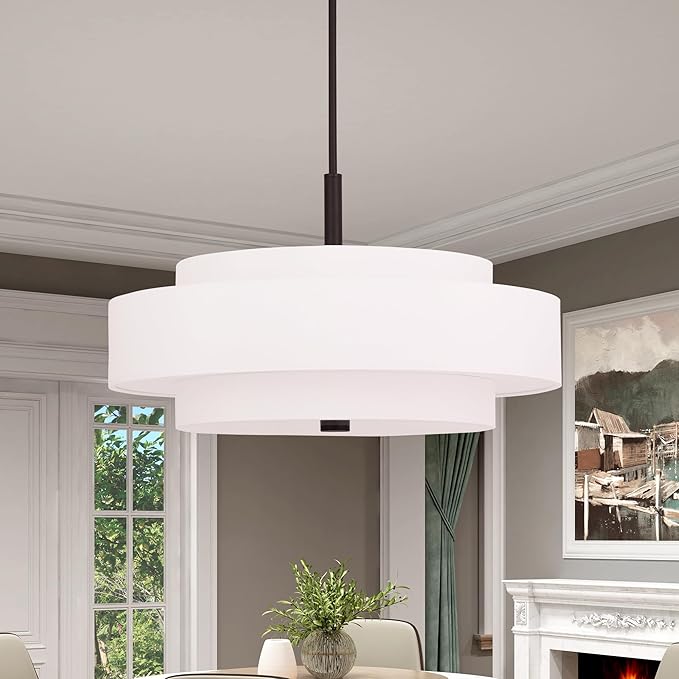 Livex Lighting Fabric Shade 50875-07 Meridian 5 Light Bronze Pendant