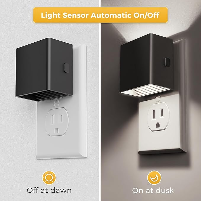 L LOHAS LED Night Light,Night Lights Plug into Wall,[2-Pack] Bright Night Light with Light Sensor,5000K Daylight White,Brightness Adjustable, Modern Nightlight for Bathroom Hallway Kitchen