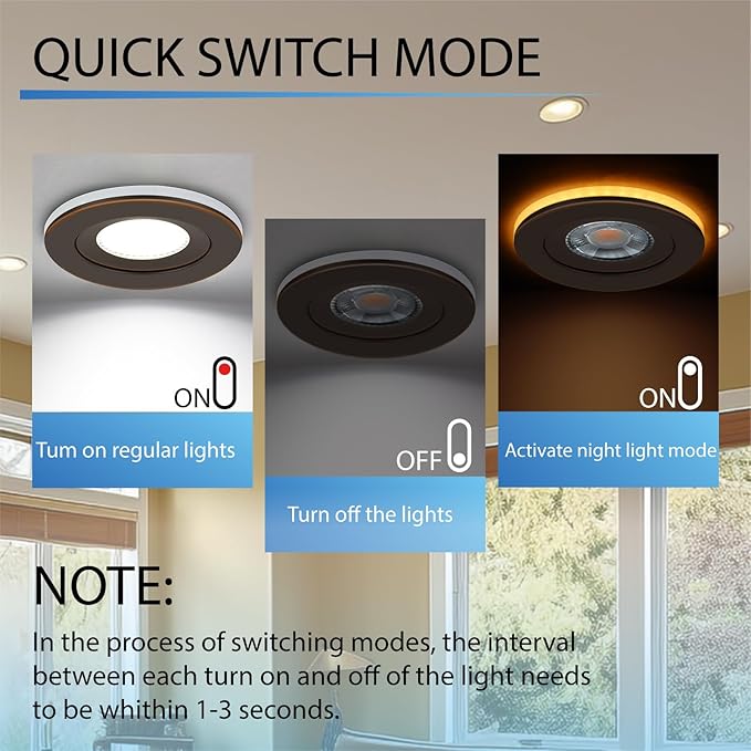 KnLnny Ware Oil Rubbed Bronze Recessed Lighting 4 Inch with Night Light 6 Pack,Gimbal Led Lights with Junction Box,5CCT Selectable,9W 750LM,Dimmable