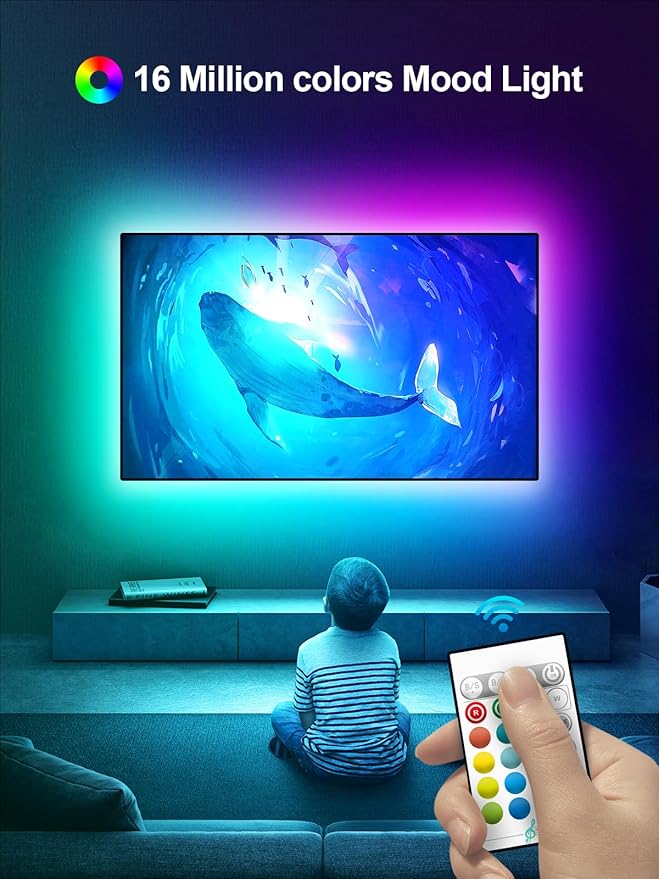 Tyute TV Led Lights, 16.4ft TV Lights Strip for 45-75 Inch with Remote, Music Sync Bluetooth APP Control TV Lights Behind USB Powered for Bedroom