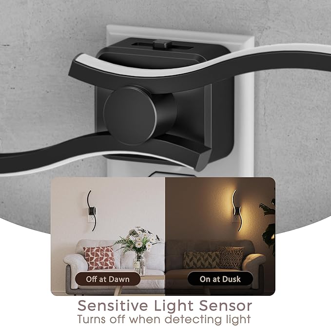Briignite Night Lights Plug into Wall, Wall Sconce Night Light with Dusk to Dawn Sensor, Dimmable Night Light Plug in, 1W 3000K Soft White for Adults Kids Room Bedroom Bathroom Hallway Kitchen