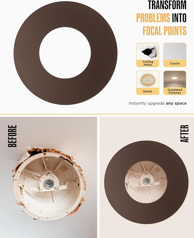 The Can Converter Ceiling Medallion for Recessed Can Light – Home Improvement Decorative Steel Flat Goof Ring & Cover Plate for 5" & 6" Cans, Small Ceiling Medallion for Chandeliers, Oil Rubbed Bronze