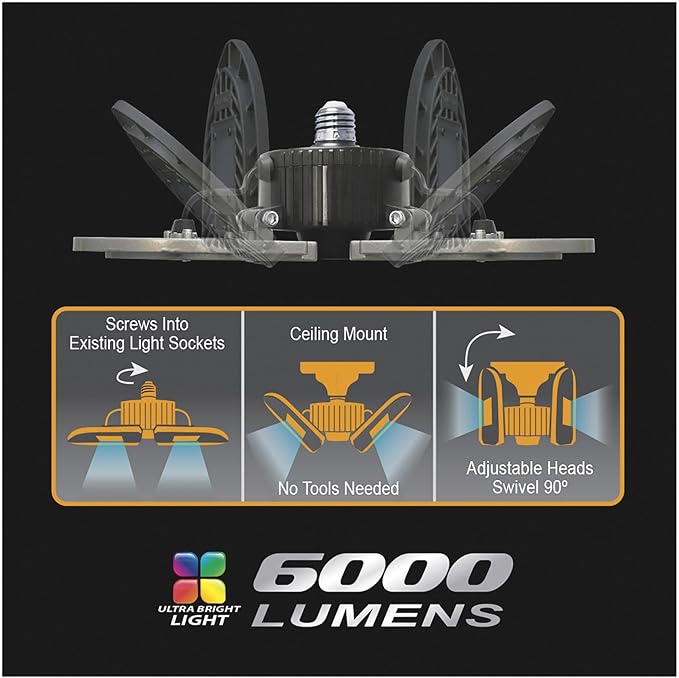 FarPoint LED Swivel Garage/Ceiling Light - 6000 Lumens, Model# FLFB6004