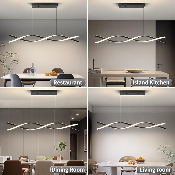 LED Pendant Lights, 3300k-6500K Adjustable Color Temperature Hanging Pendant Lighting, 56.29" Chandelier Dimmable with Remote Control, Aluminum Island Lighting Lamp Fixture for Kitchen, Dining Room
