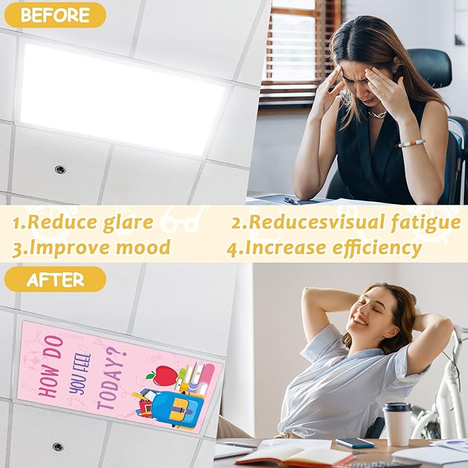 8Pcs Fluorescent Light Covers with 80 Magnets Decorative for Classroom Ceiling Lights 4x2Ft Magnetic Light Covers Filter Easy Install for Office Hospital Home Drop Ceiling Supply(Book)