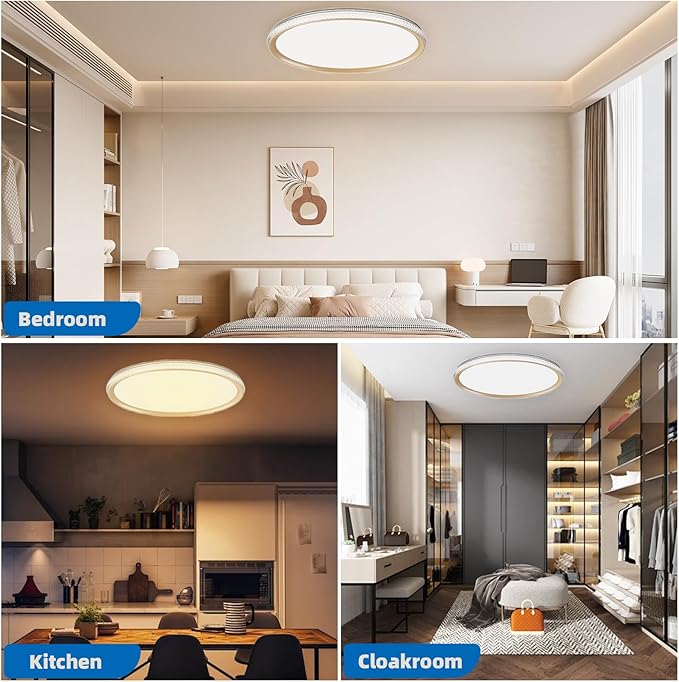 LED Ceiling Light 15-Inch Dimmable Flush Mount with 5CCT Adjustable Color Temperature (2700K-5000K), 35W 4000LM, Ceiling Light Fixture for Bedroom, Kitchen, Living Room, Office, and Hallway.