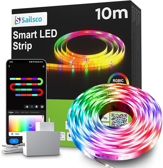 Led Lights for Bedroom 32.8ft Music Sync Color Changing Strip Lights with Remote and App Control RGBICWW Strip for Room Home Kitchen Party Stairs bar Decoration
