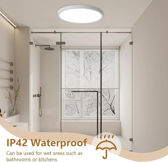 6PK 12 Inch LED Flush Mount Ceiling Light, 24W, 2520LM, 3000K/4000K/6000K CCT Selectable, 0.9inch Super Slim LED Ceiling Light Fixture, Low Profile Round Flat Panel Light for Bedroom,Kitchen,Hallway