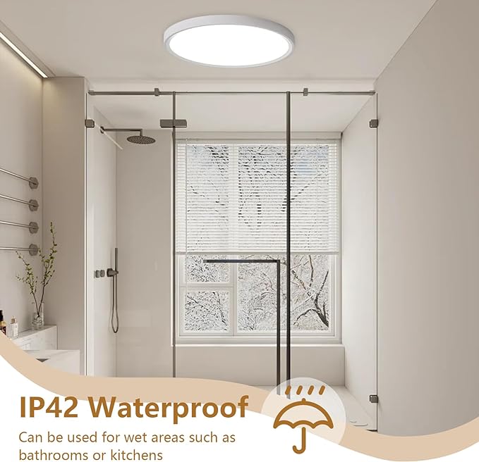 12PK 12 Inch LED Flush Mount Ceiling Light, 24W, 2520LM, 3000K/4000K/6000K CCT Selectable, 0.9inch Super Slim LED Ceiling Fixture, Low Profile Round Flat Panel Light for Bedroom,Kitchen,Hallway(White)