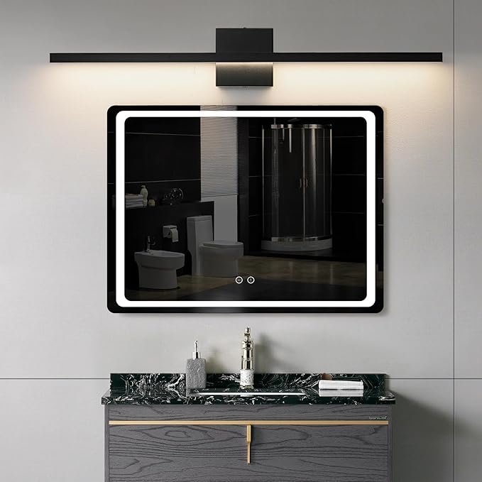 Epinl Black Bathroom Vanity Light - 31.5 inch Modern Bathroom Light Fixture Over Mirror 22W LED Dimmable Wall Sconce Lighting Fixture for Bedroom