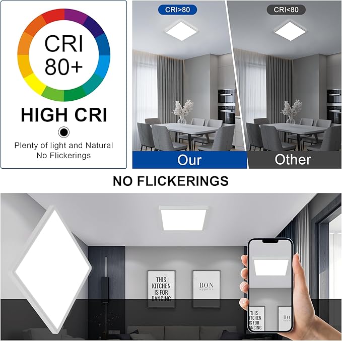 2 Pack 12 inch Flush Mount Ceiling Light, 6500K LED Ceiling Light, Slim Ceiling Light Fixture for Laundry Room, Bedroom, Kitchen, Living Room, Closet