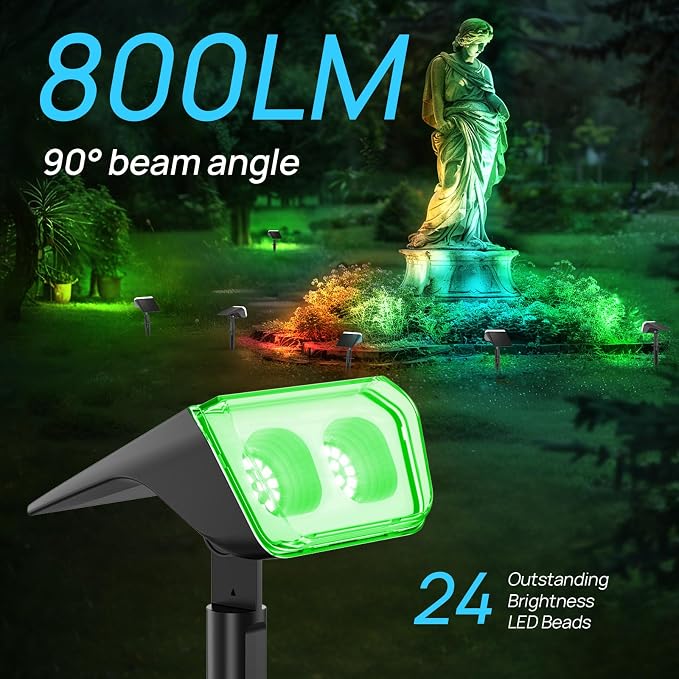 Solar Lights Outdoor Waterproof IP67, 30 LEDs Color Changing Garden Lights, 10 Colors, 2 in 1 Adjustable Wall Lights, 2 Working Mode, Dusk to Dawn, for Landscape Pathway Yard Walkway, 6 Pack