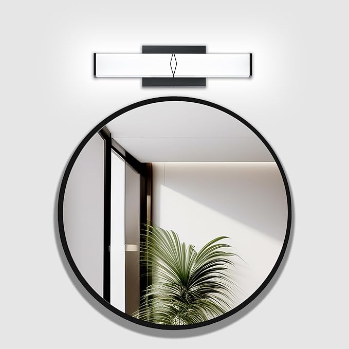 16 Inch Bathroom Vanity Light 2000LM, 5700K Daylight White Modern Bathroom Light Dimmable, AC 120V 20W Matte Black LED Vanity Lighting Fixtures Wall Sconce ETL Certified, 1Pack