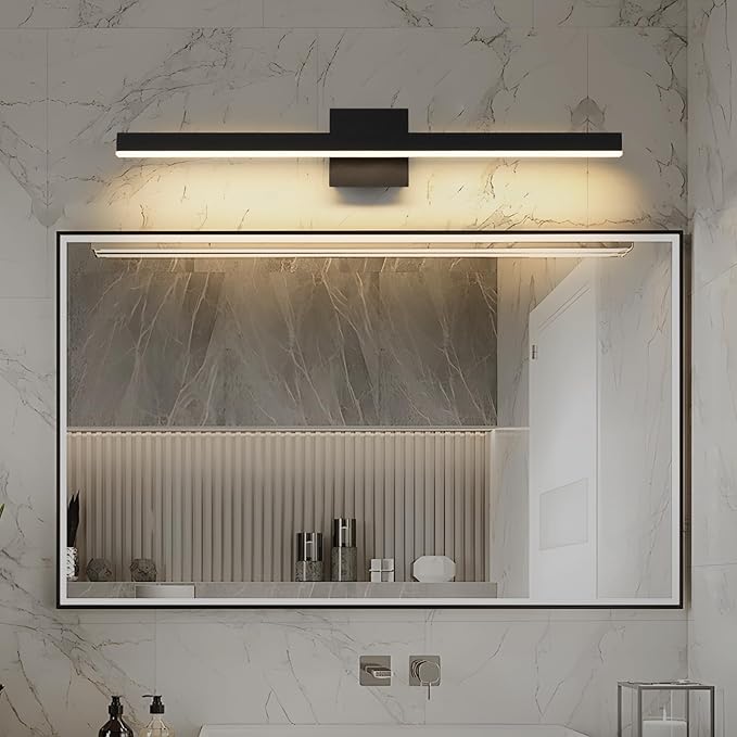 Joossnwell Black Bathroom Light Fixture Over Mirror 5CCT Dimmable Vanity Lights Bar for Bathroom Modern Bath Vanity Light 31.5 Inch Led Bath Lamp ETL Certificated