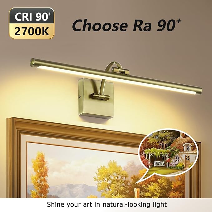 DESOOP LED Picture Lights for Wall Hardwired Antique Bronze Picture Frame Light Dimmable Painting Lights for Portrait Artwork 23.62 inch 14W 2700K
