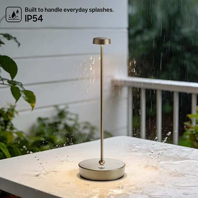 2Pack Cordless LED Table Lamp，Rechargeable Battery Desk Lamps, 3 Color Stepless Dimmable Metal Battery Table Lamps, Portable Table Light for Indoor/Outdoor/Restaurants/Bedroom/Bar