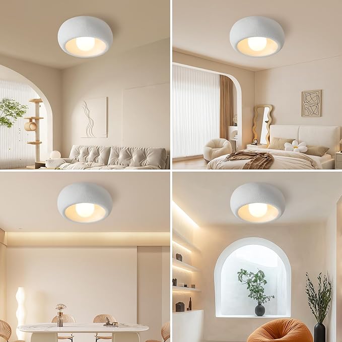 JAYMP Modern Ceiling Light for Dining Room Kitchen Island Hallway G9 Base Japanese Wabi-Sabi Style Round Lighting Fixture (Matte White, 30cm/11.8inch)