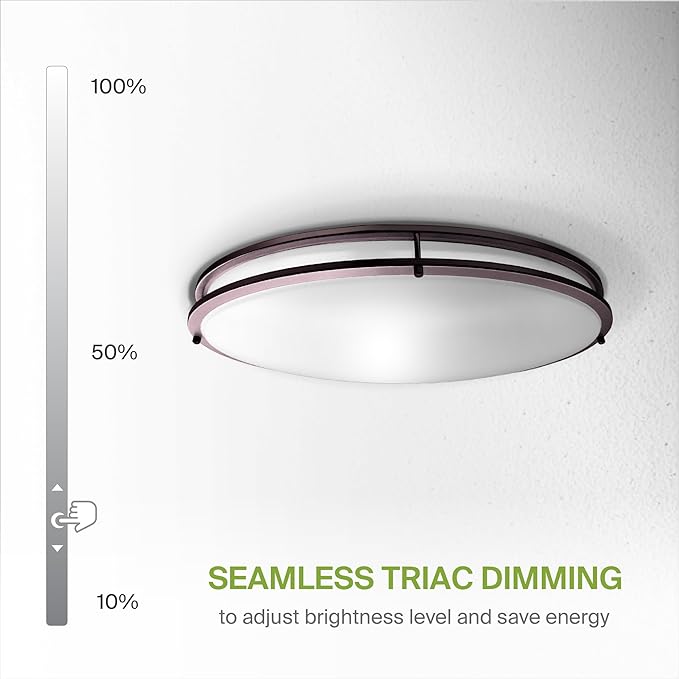 ASD LED 32" Oval Flush Mount Lighting, Close to Ceiling Light Fixture | 5CCT, Dimmable, ETL Listed | 50W 4195LM 2700-5000K 120V | Low Profile Double Ring Lamp | Dark Bronze, 2 Pack