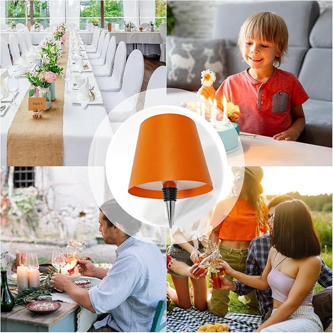 Neioaas Wine Bottle Lamp, 3 Color Light Dimming Metal Wine Bottle Light, Rechargeable Waterproof Bottle Touch Lamp Head with for Home,Bar,Camping,Travel,Restaurants, Party, Decor & GiftsOrange