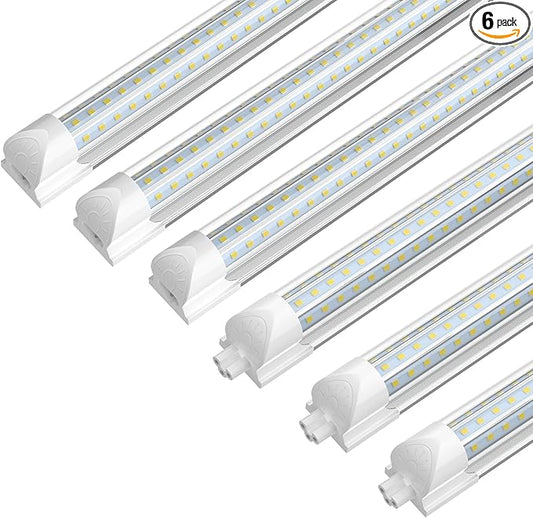 SHOPLED 4FT LED Shop Light, (6 Pack) 48W 6000K D-Shape, 7200LM Super Bright, T8 LED Tube Lights, High Output, Linkable Shop Lights with Plug for Workshop, Garage, Basement, ETL Listed
