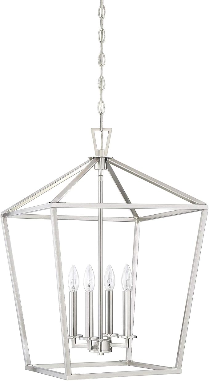 Savoy House 1-321-4-SN Townsend Traditional Open Frame Pendant Light Fixture, 4-Light 240 Total Watts, 26" H x 17" W, Satin Nickel