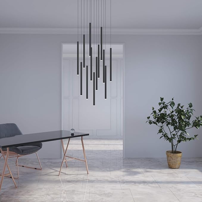 CANALIS 13 Mini Pendantl Lighting Black - LED Hanging Light Fixture for Kitchen Island, Bar, Foyer - Cluster Pendants - Dimmable, Adjustable Wire, Lamp Bulb Included