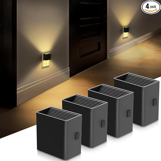 DORESshop LED Night Lights Plug into Wall [4 Pack], Plug in Nightlight, 3 Level Brightness Adjustable Night Light, Dusk to Dawn Sensor, Nightlights for Adults, Bedroom, Bathroom, Hallway, 3001K